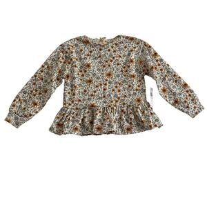 Jessica Simpson Girls Fall Floral Print Peplum Fleece Shirt Size 7-8 New